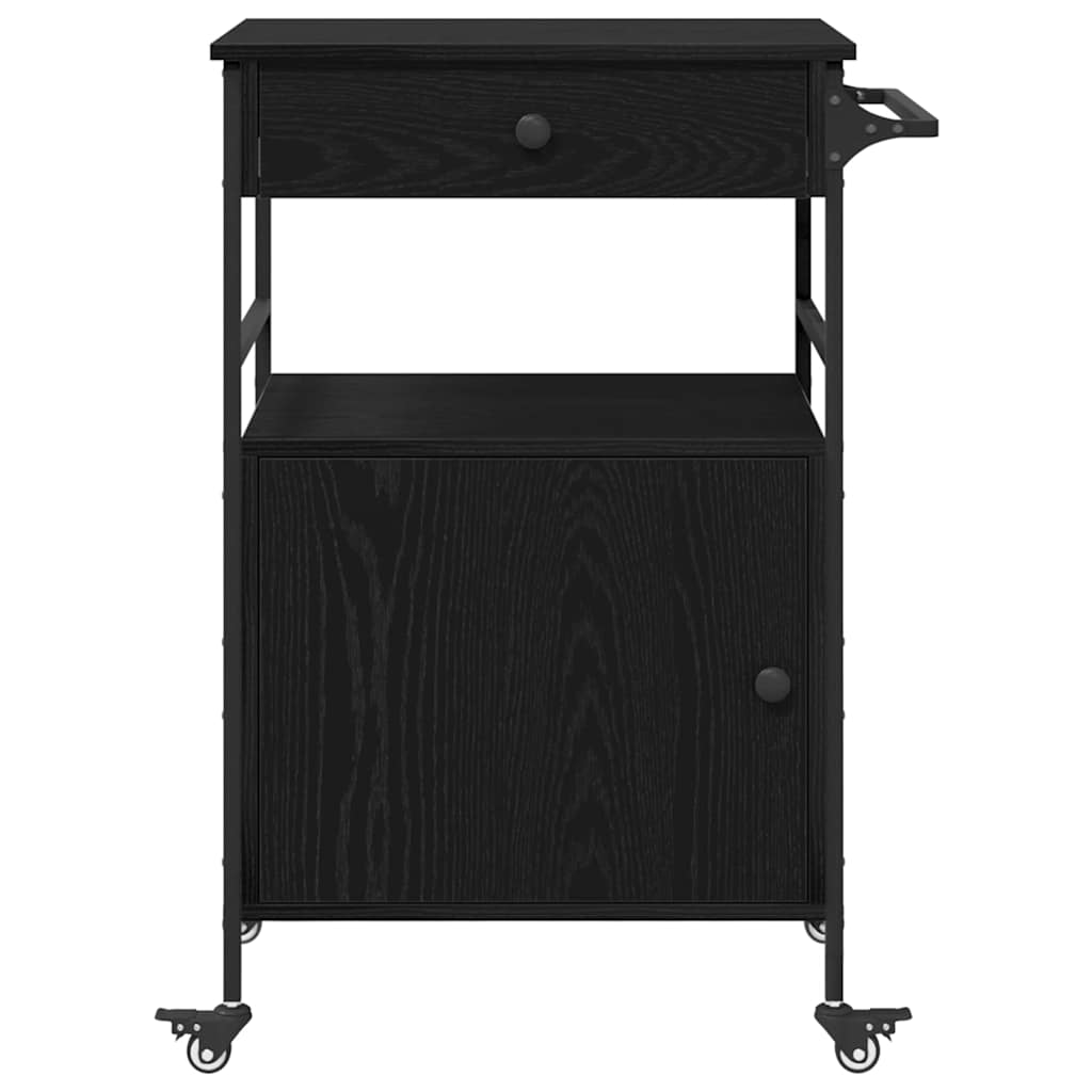 Kitchen Trolley Black Oak 56 x 43 x 89.5 cm Engineered Wood