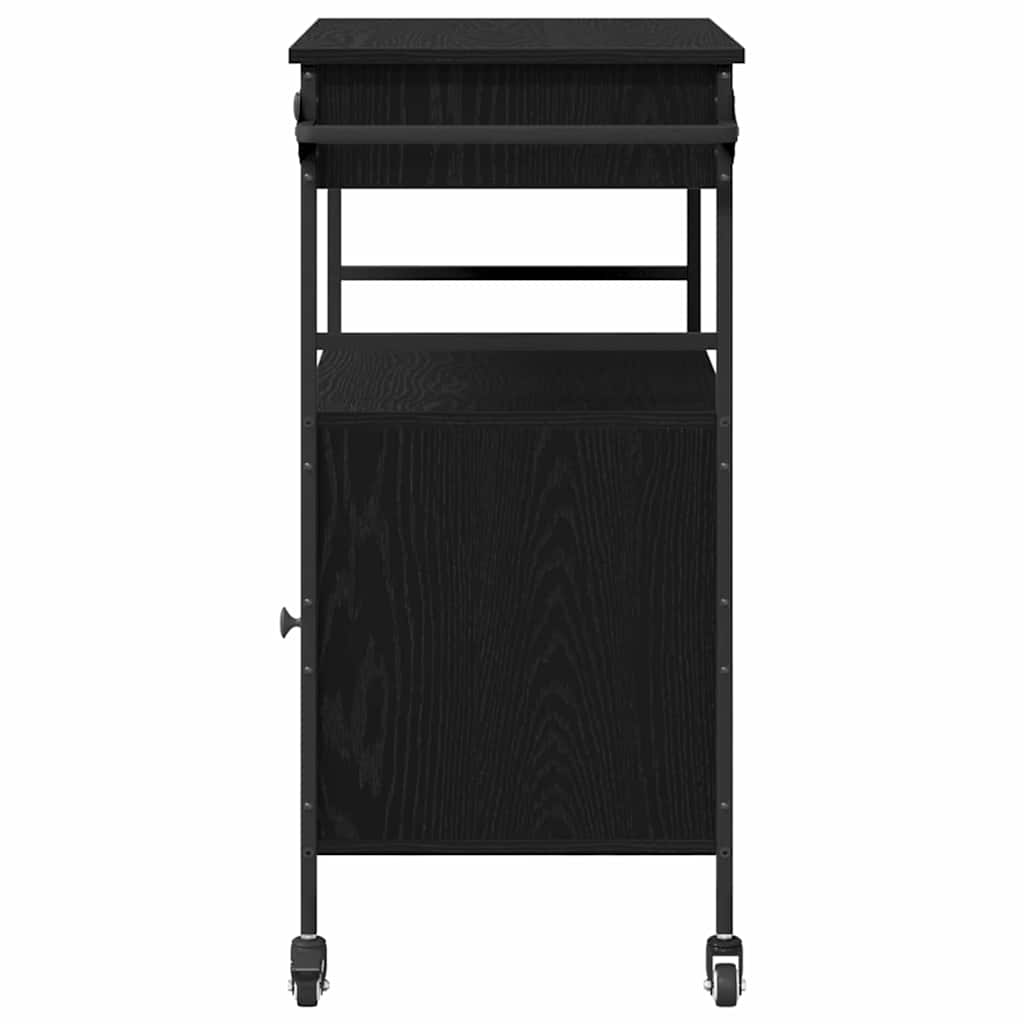 Kitchen Trolley Black Oak 56 x 43 x 89.5 cm Engineered Wood