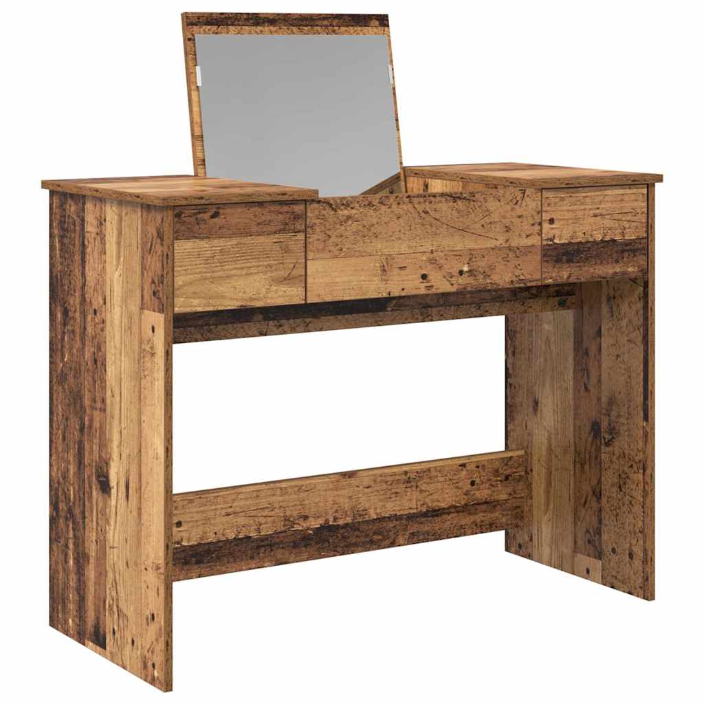 Cosmetic Table with Drawer with Mirror Old Wood 100 x 45 x76 cm