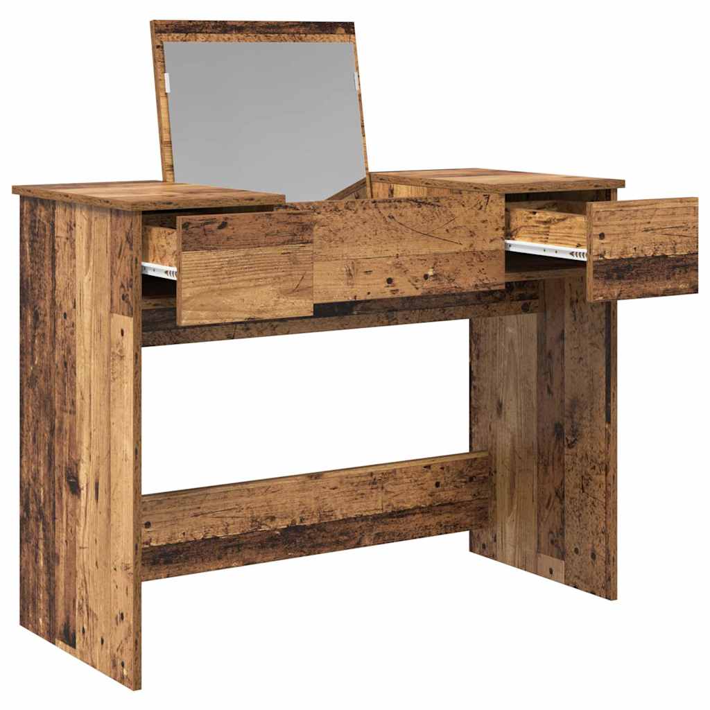 Cosmetic Table with Drawer with Mirror Old Wood 100 x 45 x76 cm