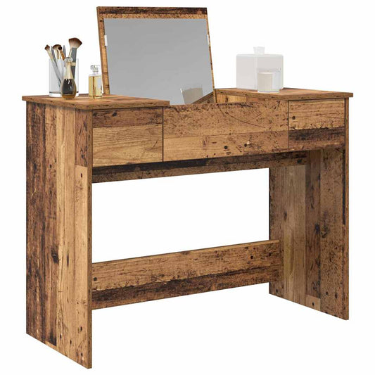 Cosmetic Table with Drawer with Mirror Old Wood 100 x 45 x76 cm
