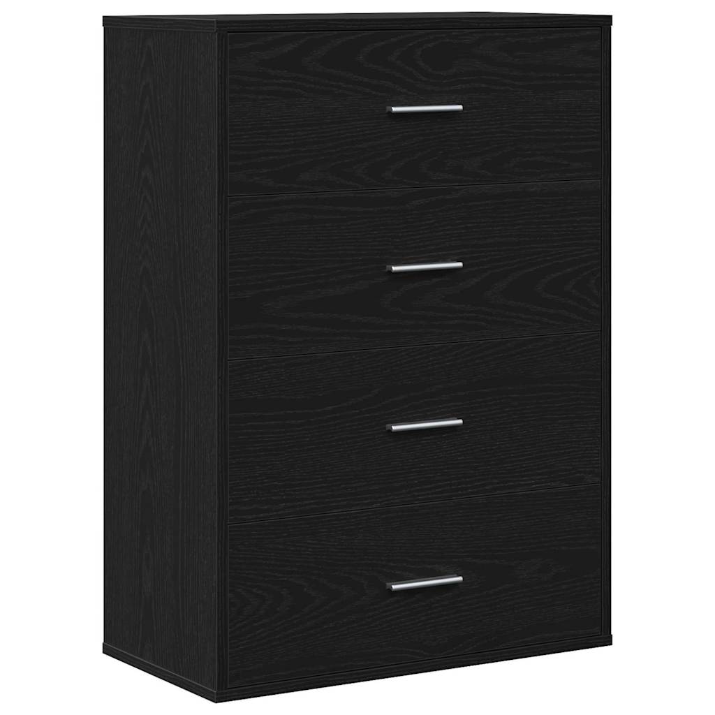 Sideboard with Drawer Black Oak 60 x 31 x 84 cm Engineered Wood