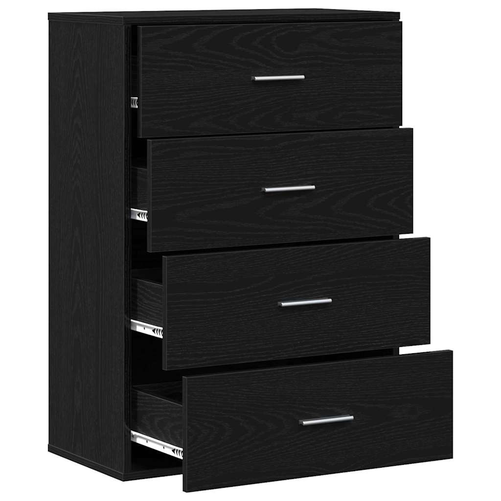 Sideboard with Drawer Black Oak 60 x 31 x 84 cm Engineered Wood
