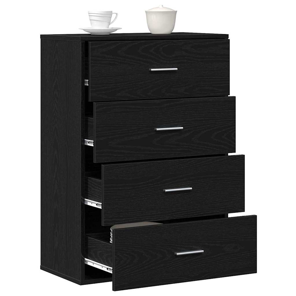 Sideboard with Drawer Black Oak 60 x 31 x 84 cm Engineered Wood