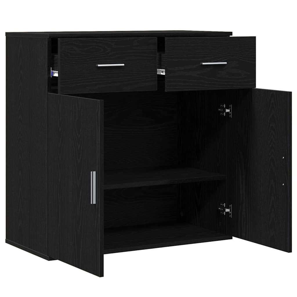 Sideboard with Drawer Black Oak 78 x 38 x 80 cm Engineered Wood