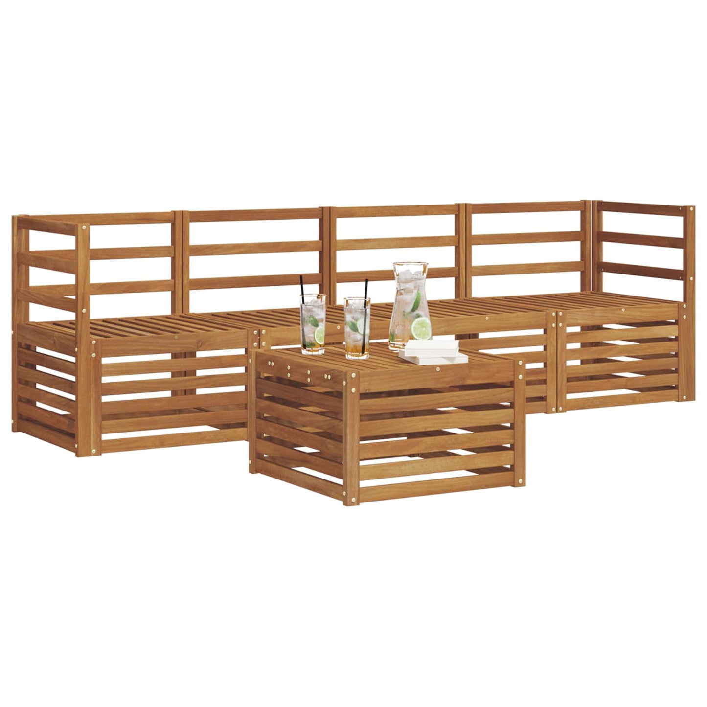 Sofa Sets 5 pcs Natural Solid Acacia Wood