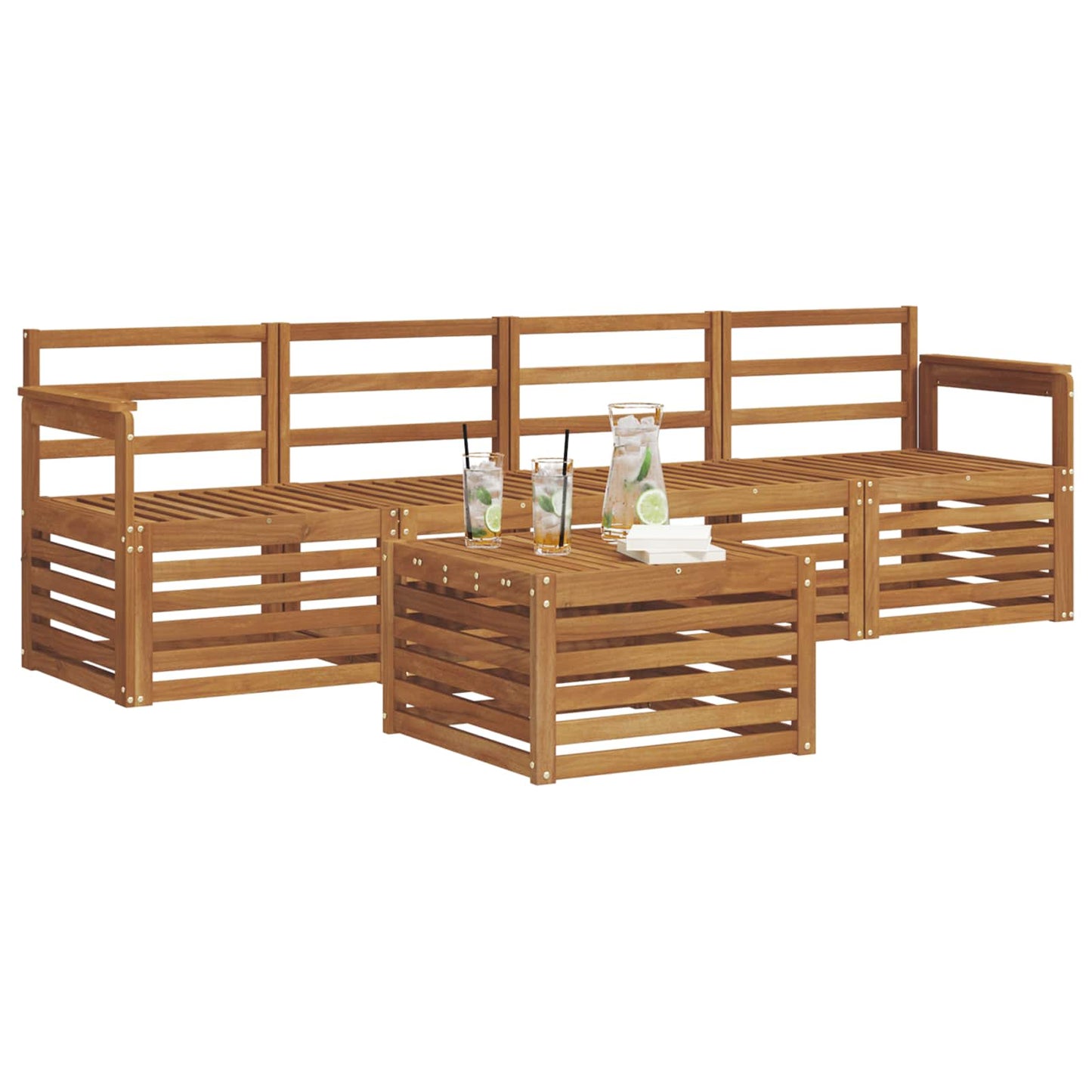 Sofa Sets 5 pcs Natural Solid Acacia Wood