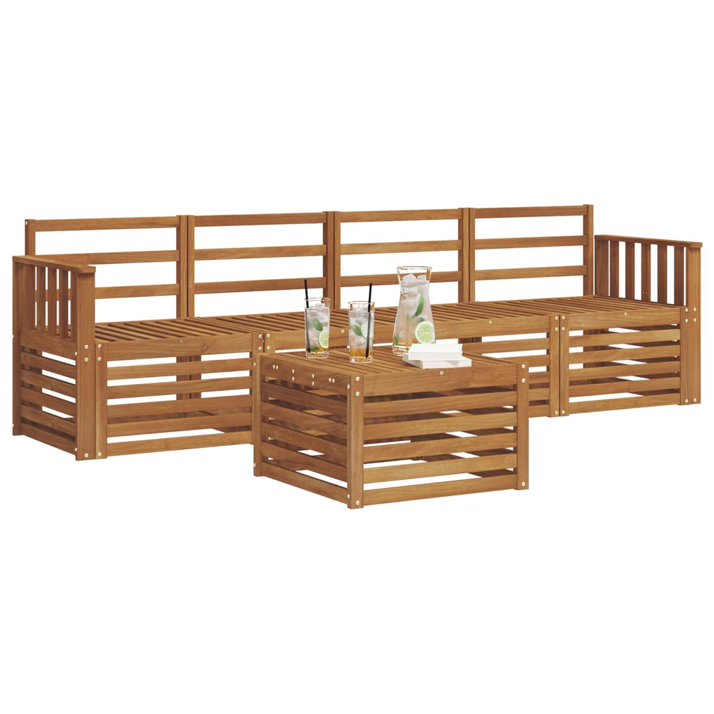 Sofa Sets 5 pcs Natural Solid Acacia Wood