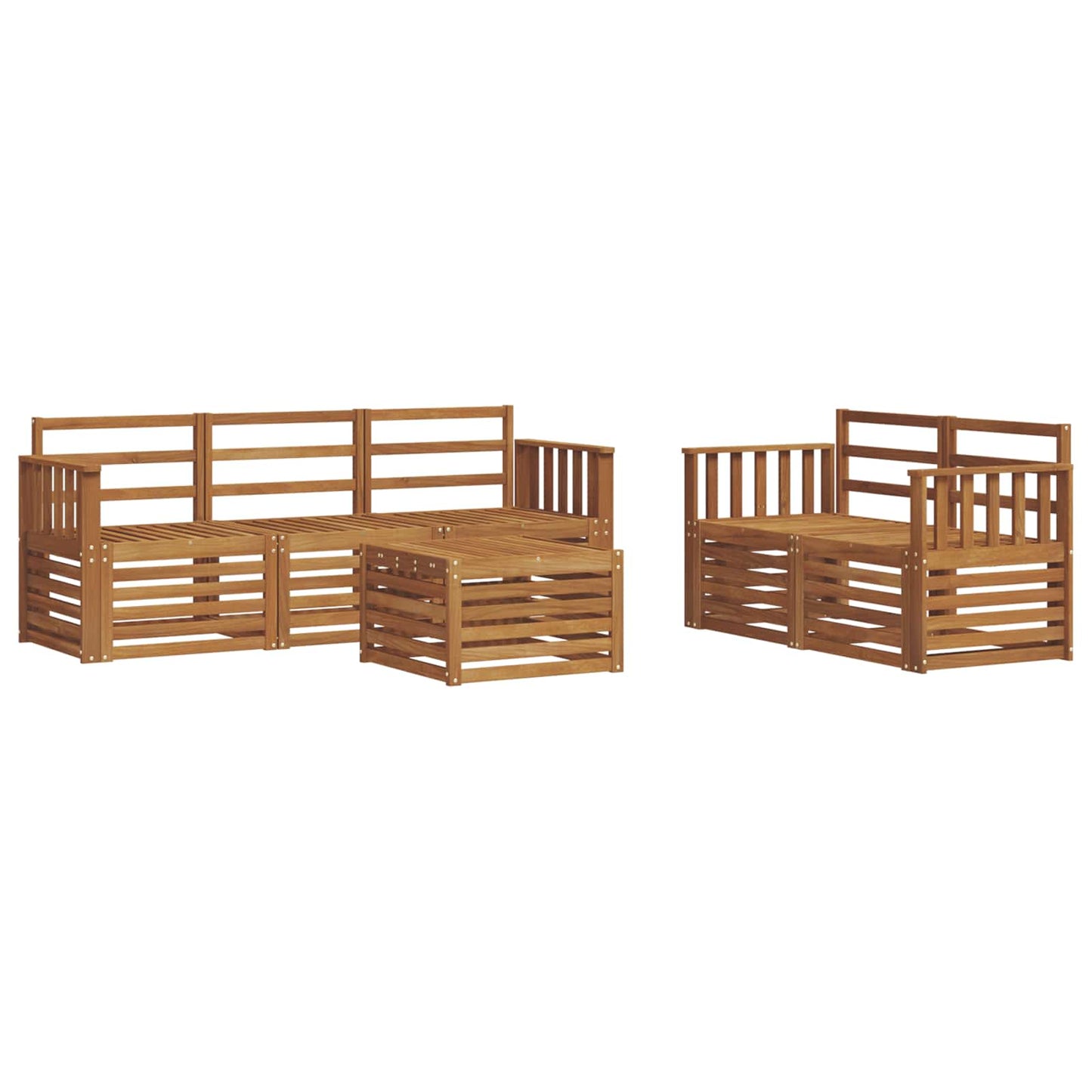 Sofa Sets 6 pcs Natural Solid Acacia Wood
