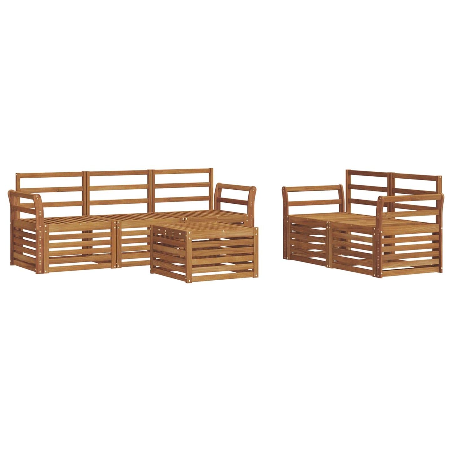 Sofa Sets 6 pcs Natural Solid Acacia Wood