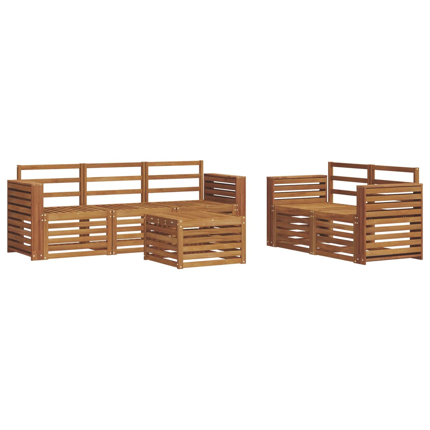Sofa Sets 6 pcs Natural Solid Acacia Wood