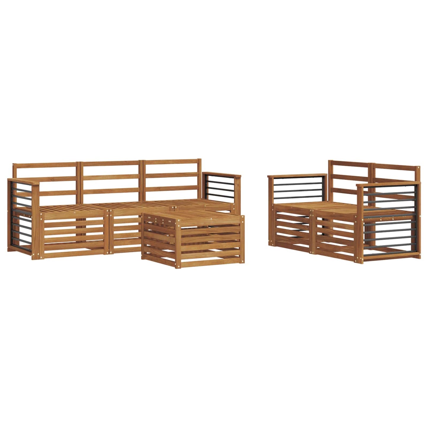 Sofa Sets 6 pcs Natural Solid Acacia Wood