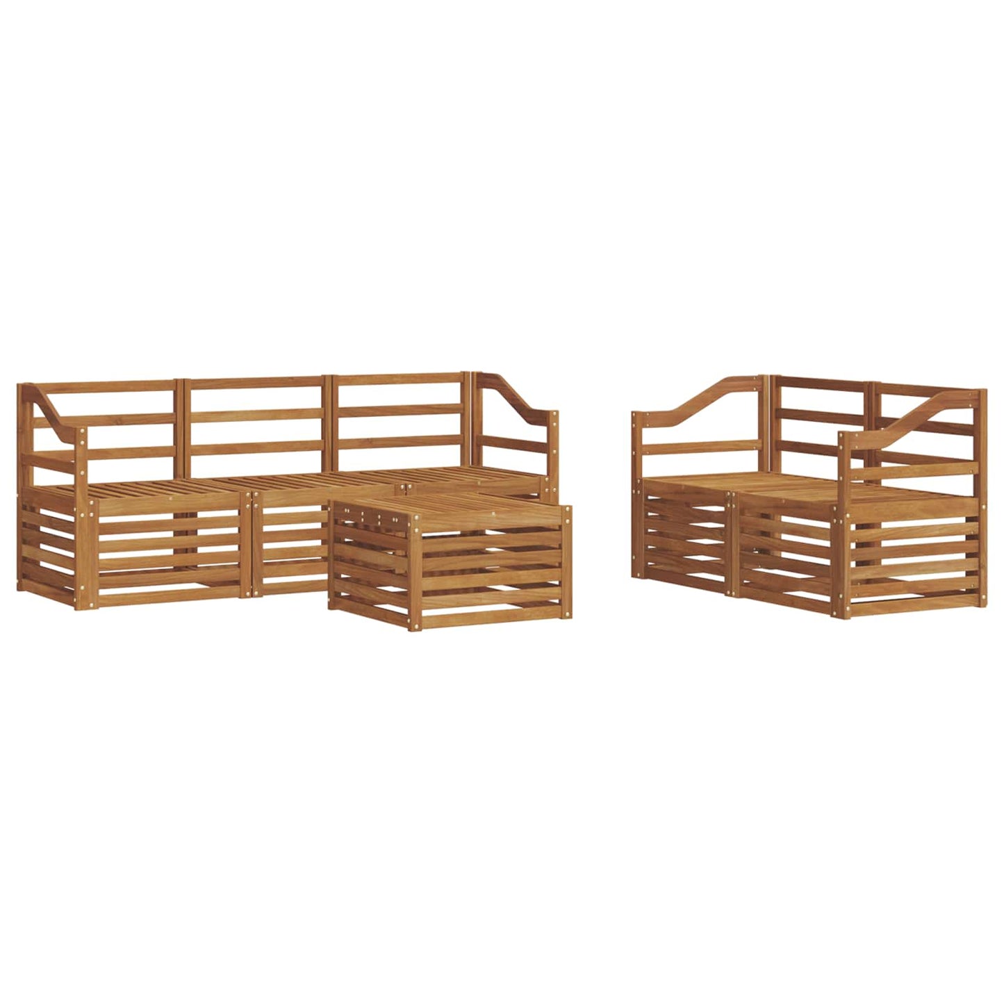 Sofa Sets 6 pcs Natural Solid Acacia Wood