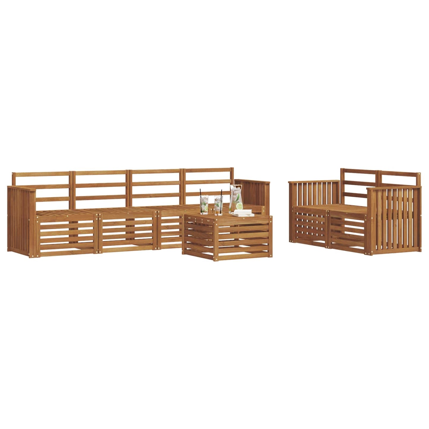 Outdoor Sofa Set 7 pcs Natural Solid Acacia Wood