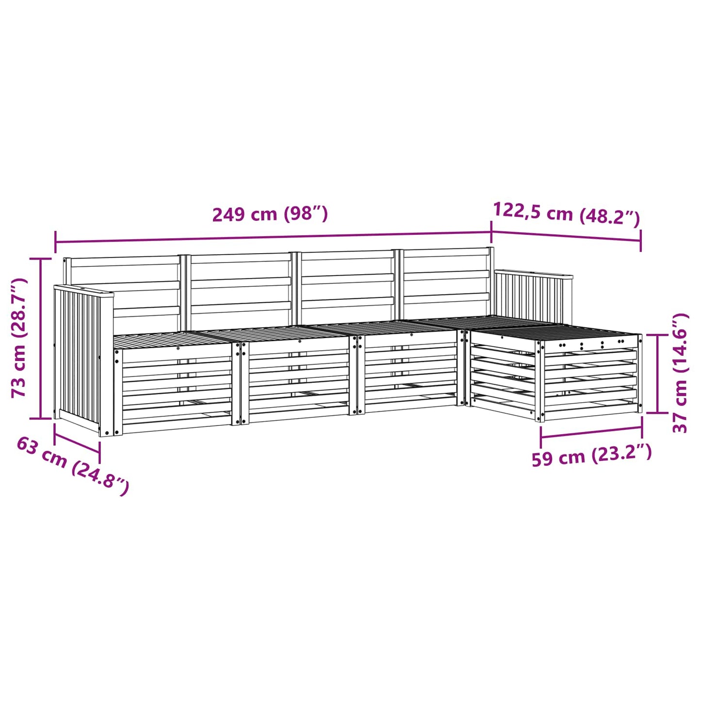 Outdoor Sofa Set 5 pcs Natural
