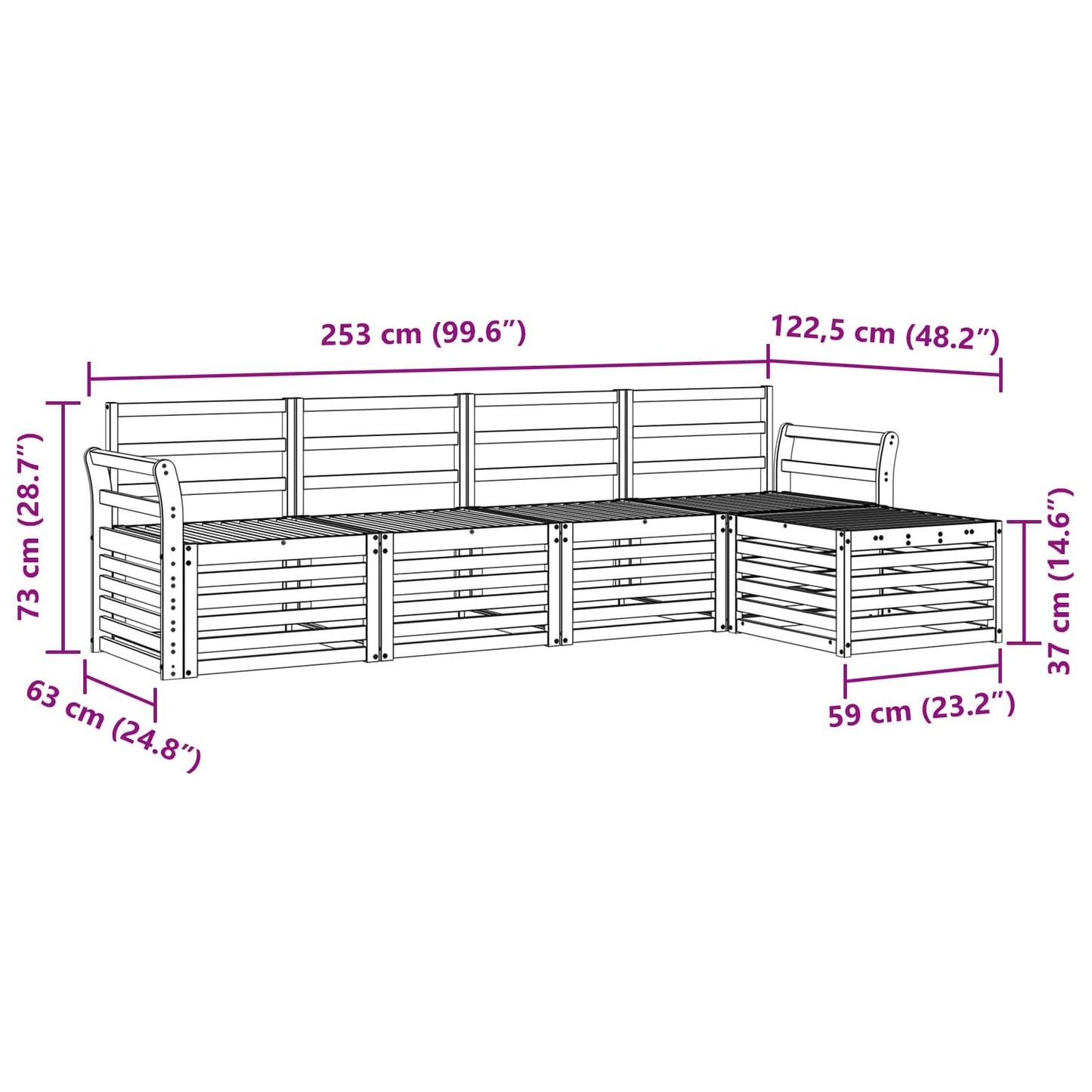 Outdoor Sofa Set 5 pcs Natural