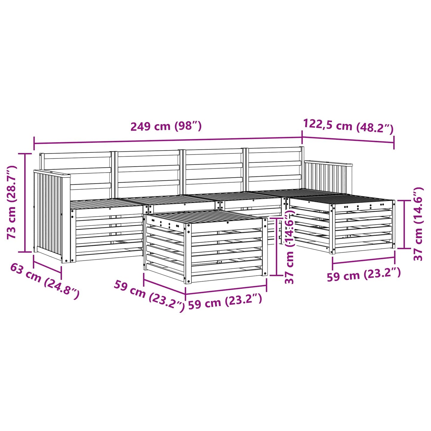 Outdoor Sofa Set 6 pcs Natural