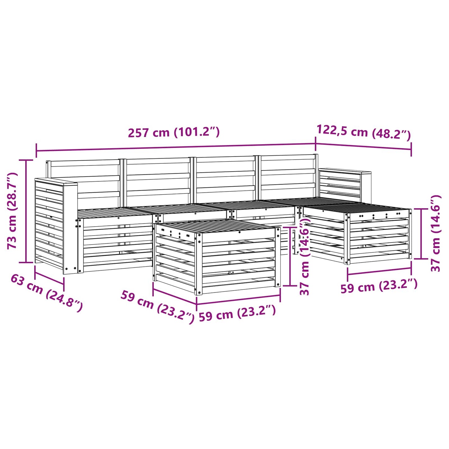 Outdoor Sofa Set 6 pcs Natural