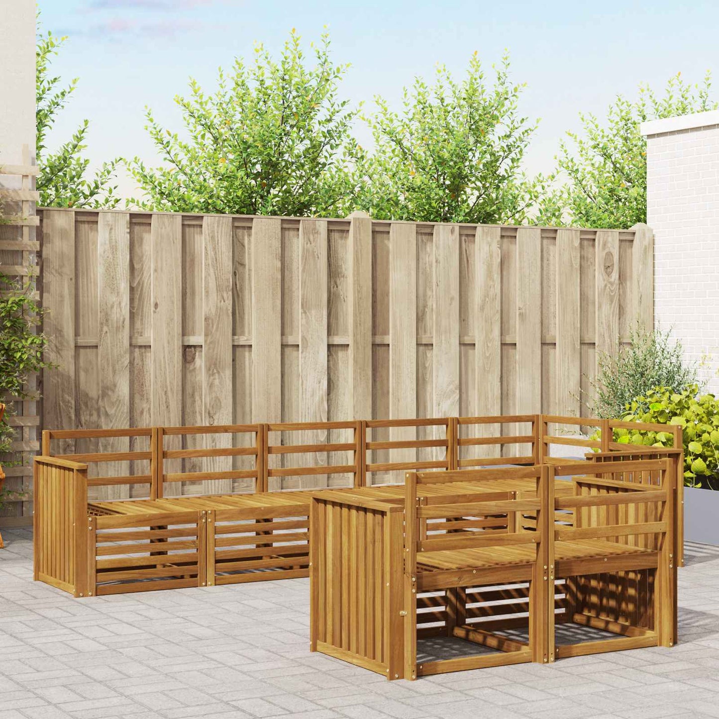 Sofa Sets 8 pcs Natural Solid Acacia Wood