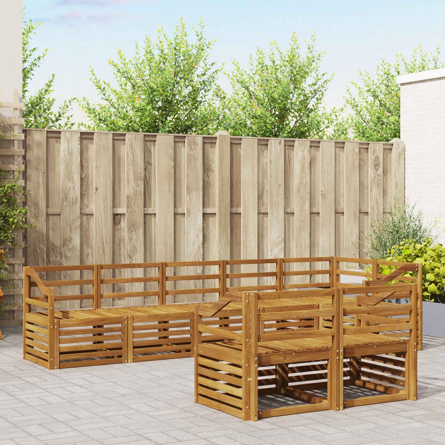 Sofa Sets 8 pcs Natural Solid Acacia Wood