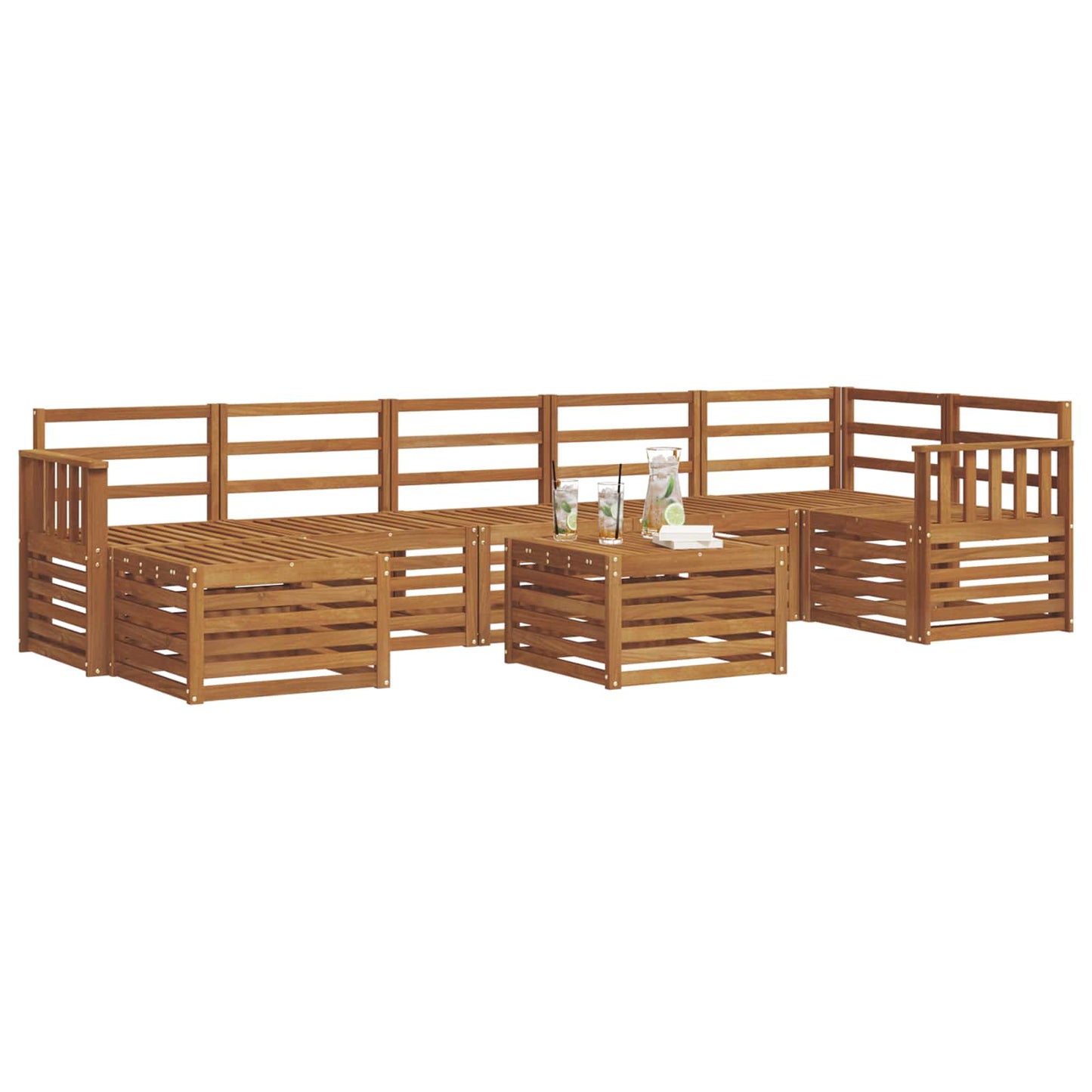 Outdoor Sofa Set 8 pcs Natural Solid Acacia Wood
