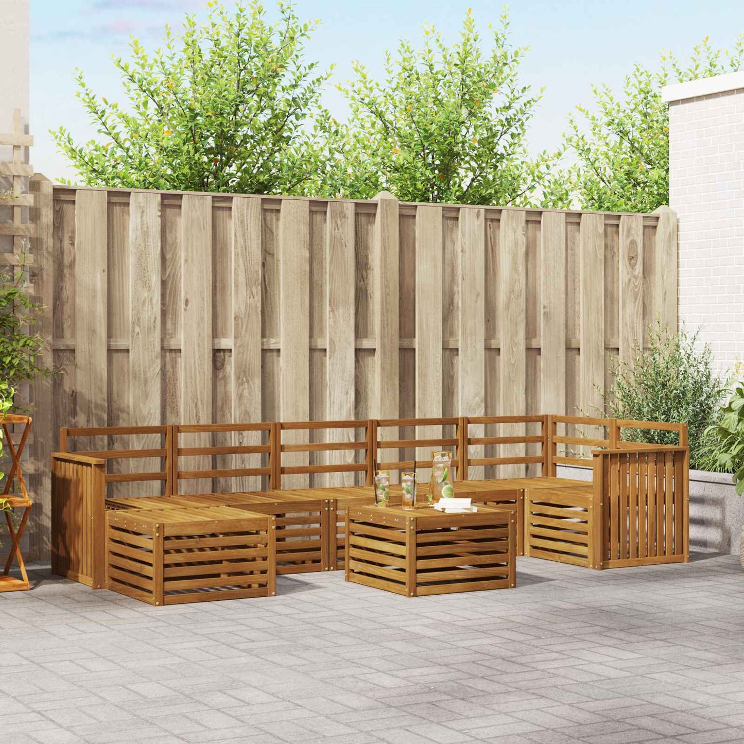 Outdoor Sofa Set 8 pcs Natural Solid Acacia Wood