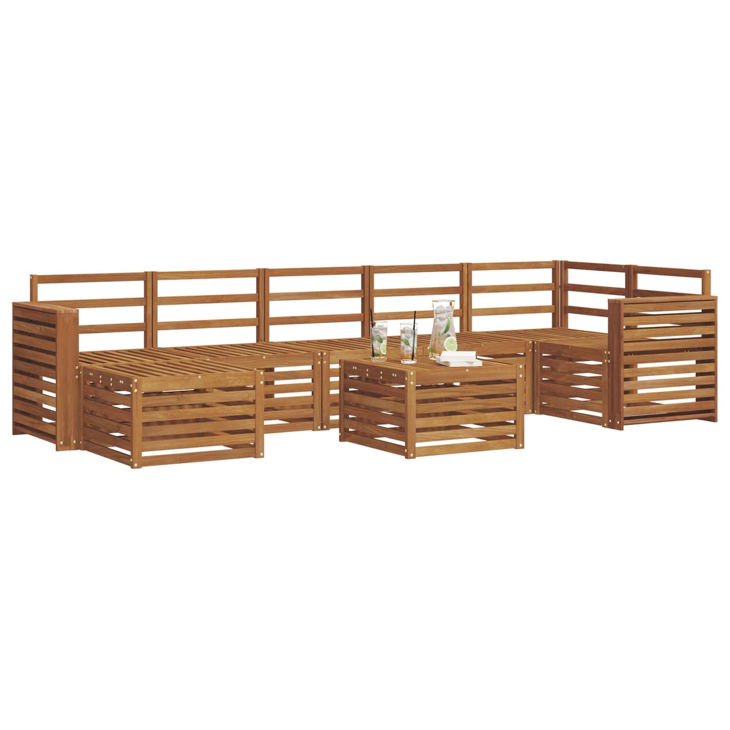 Outdoor Sofa Set 8 pcs Natural Solid Acacia Wood