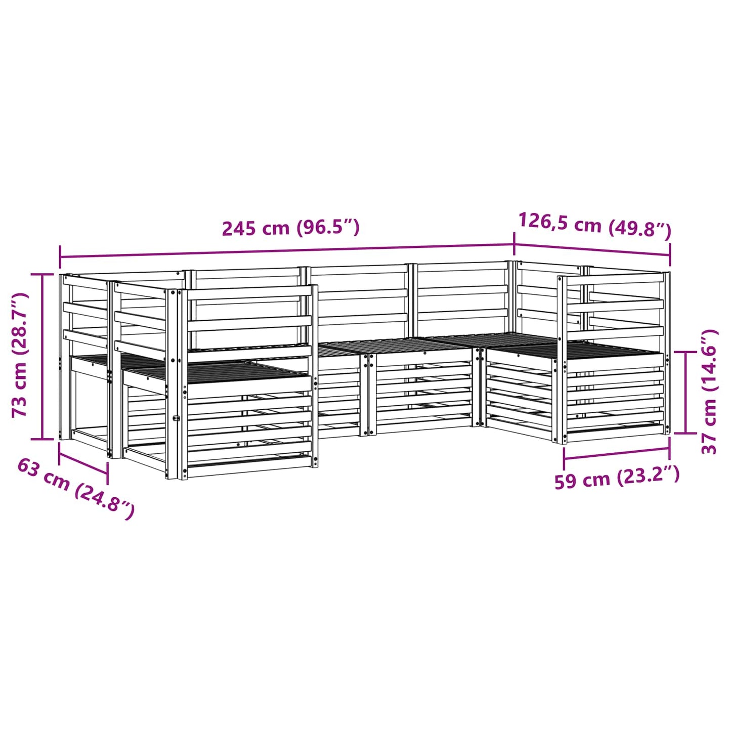 Sectional Sofa Set 6 pcs Natural