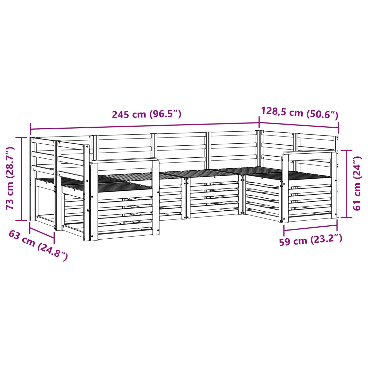 Sectional Sofa Set 6 pcs Natural