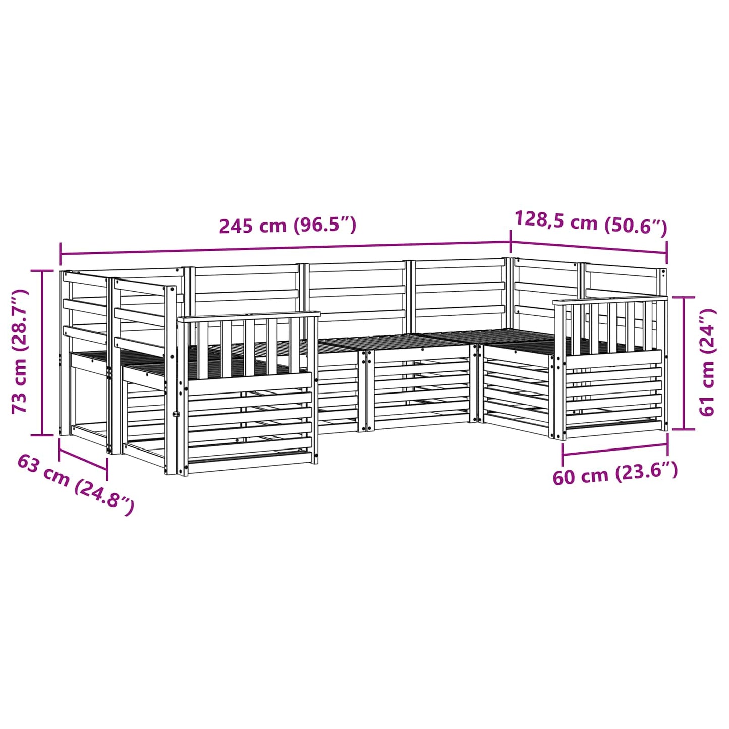 Sectional Sofa Set 6 pcs Natural