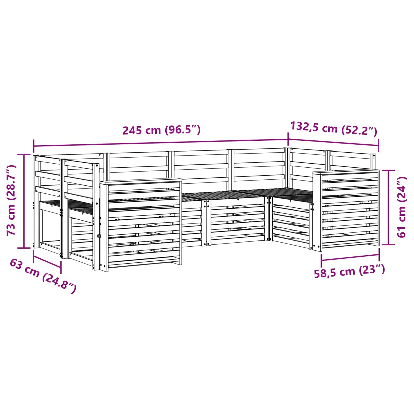 Sectional Sofa Set 6 pcs Natural