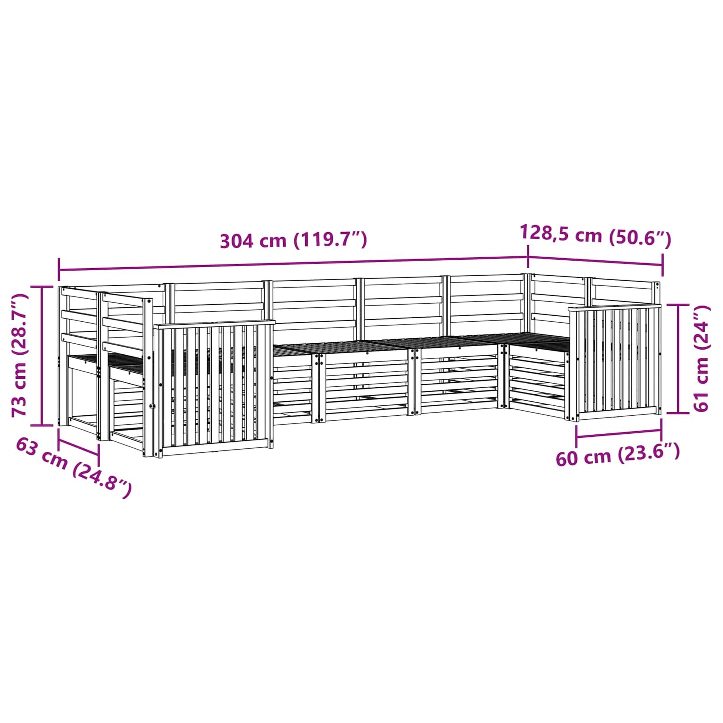 Sectional Sofa Set 7 pcs Natural