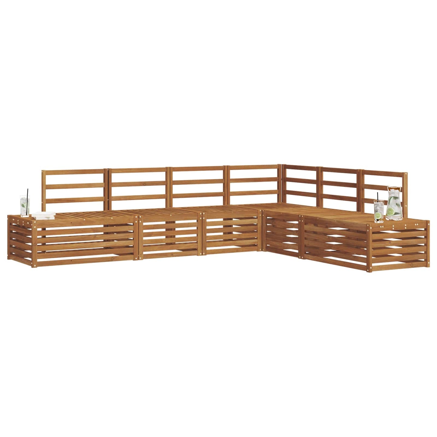 Outdoor Sofa Set Natural 273 x 213.5 x 73 cm Solid Acacia Wood