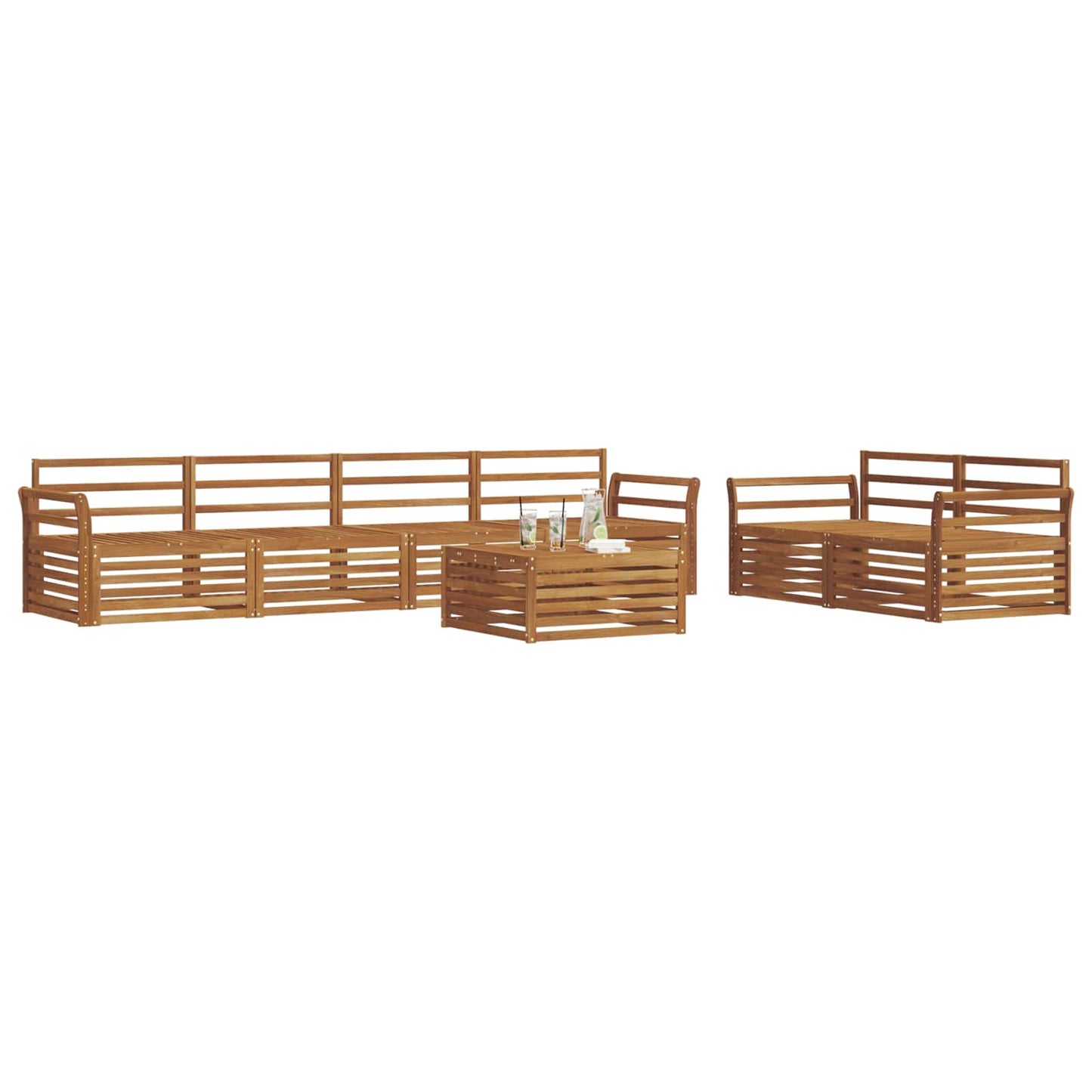 Outdoor Sofa Set 7 pcs Natural Solid Acacia Wood