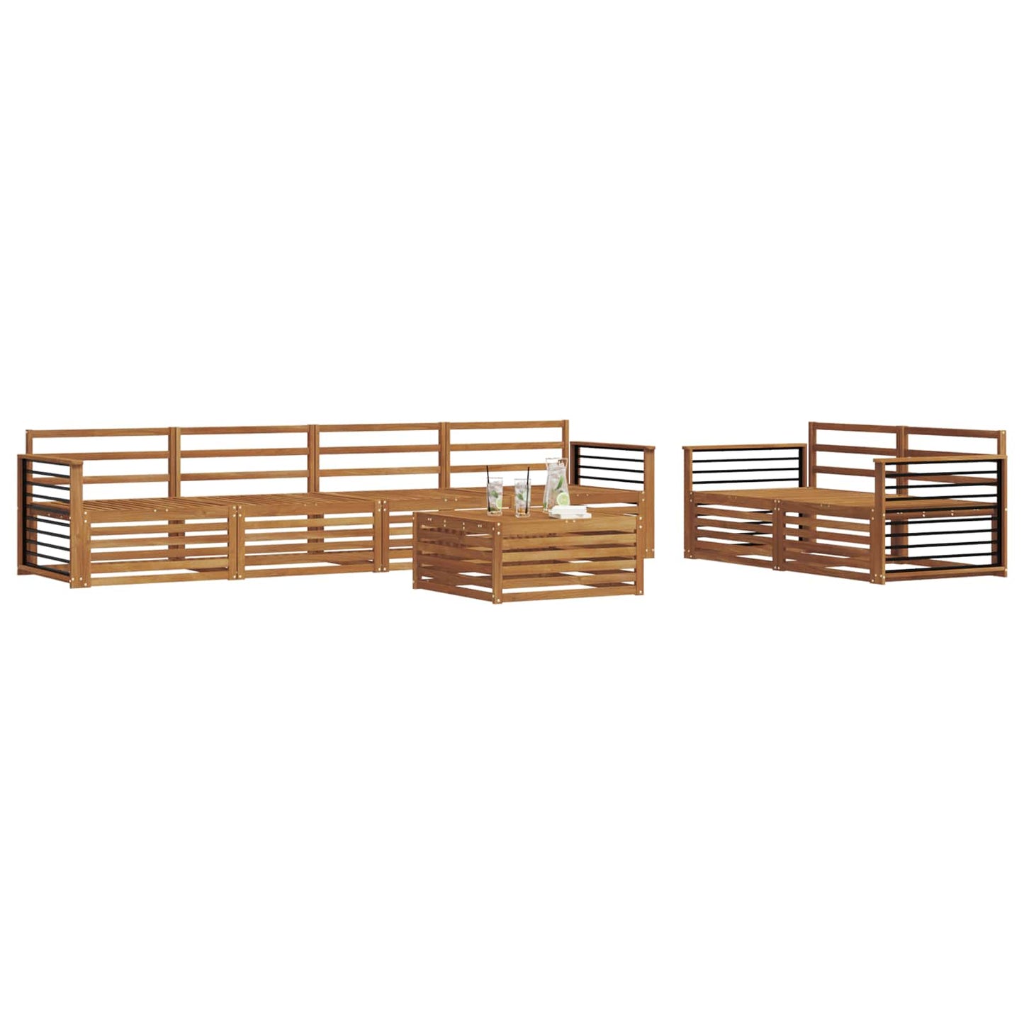 Outdoor Sofa Set 7 pcs Natural Solid Acacia Wood