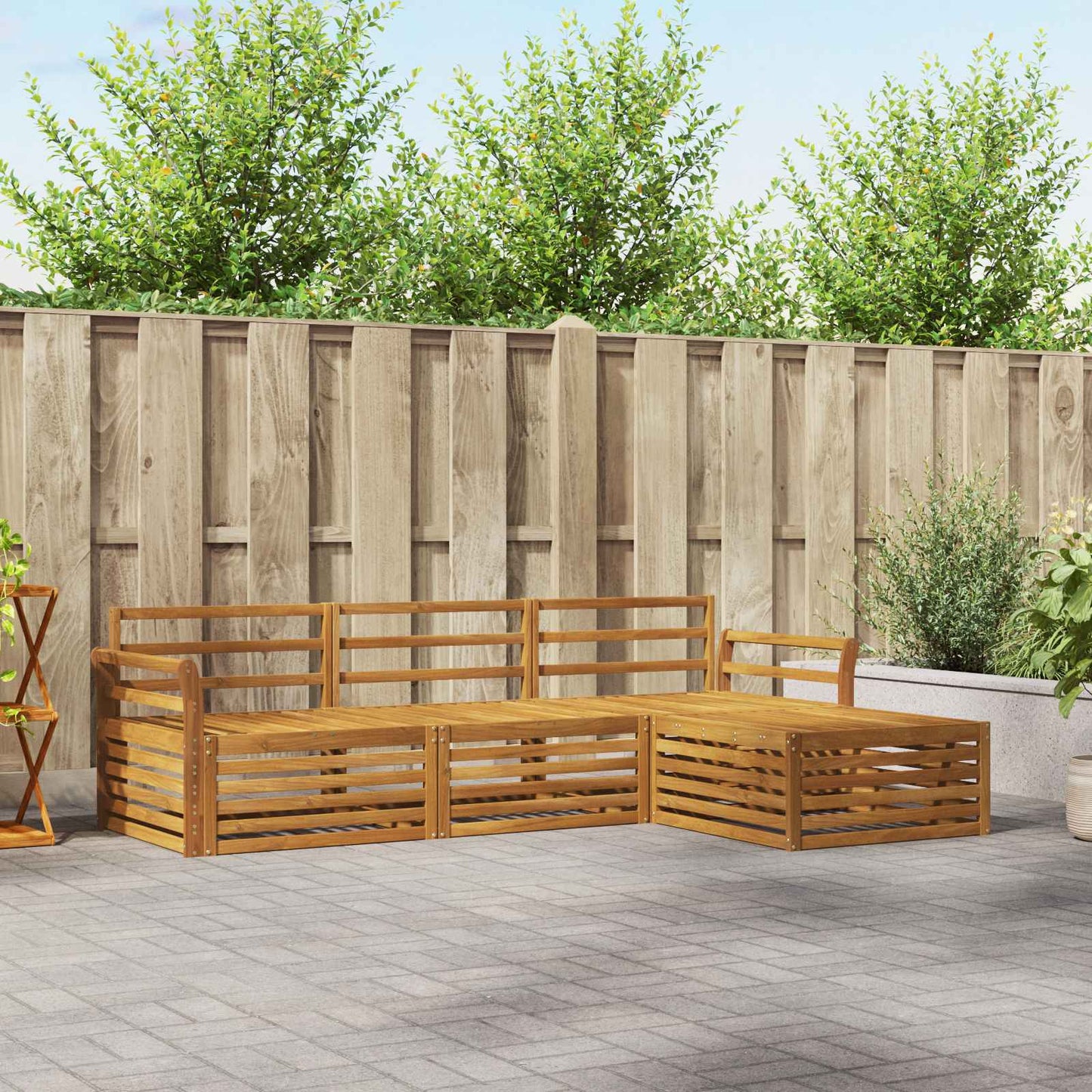 Outdoor Sofa Set Natural 254 x 162.5 x 73 cm Solid Acacia Wood