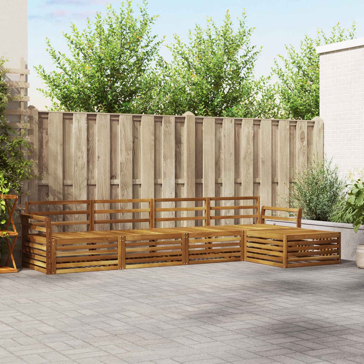 Outdoor Sofa Set 5 pcs Natural Solid Acacia Wood