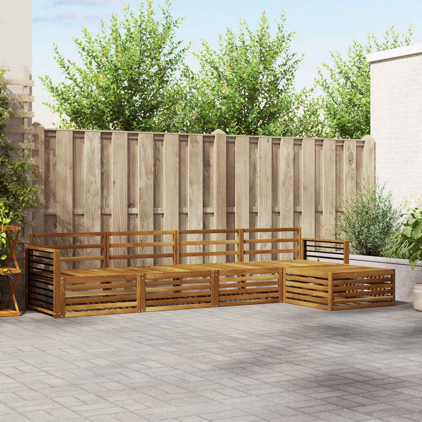 Outdoor Sofa Set 5 pcs Natural Solid Acacia Wood
