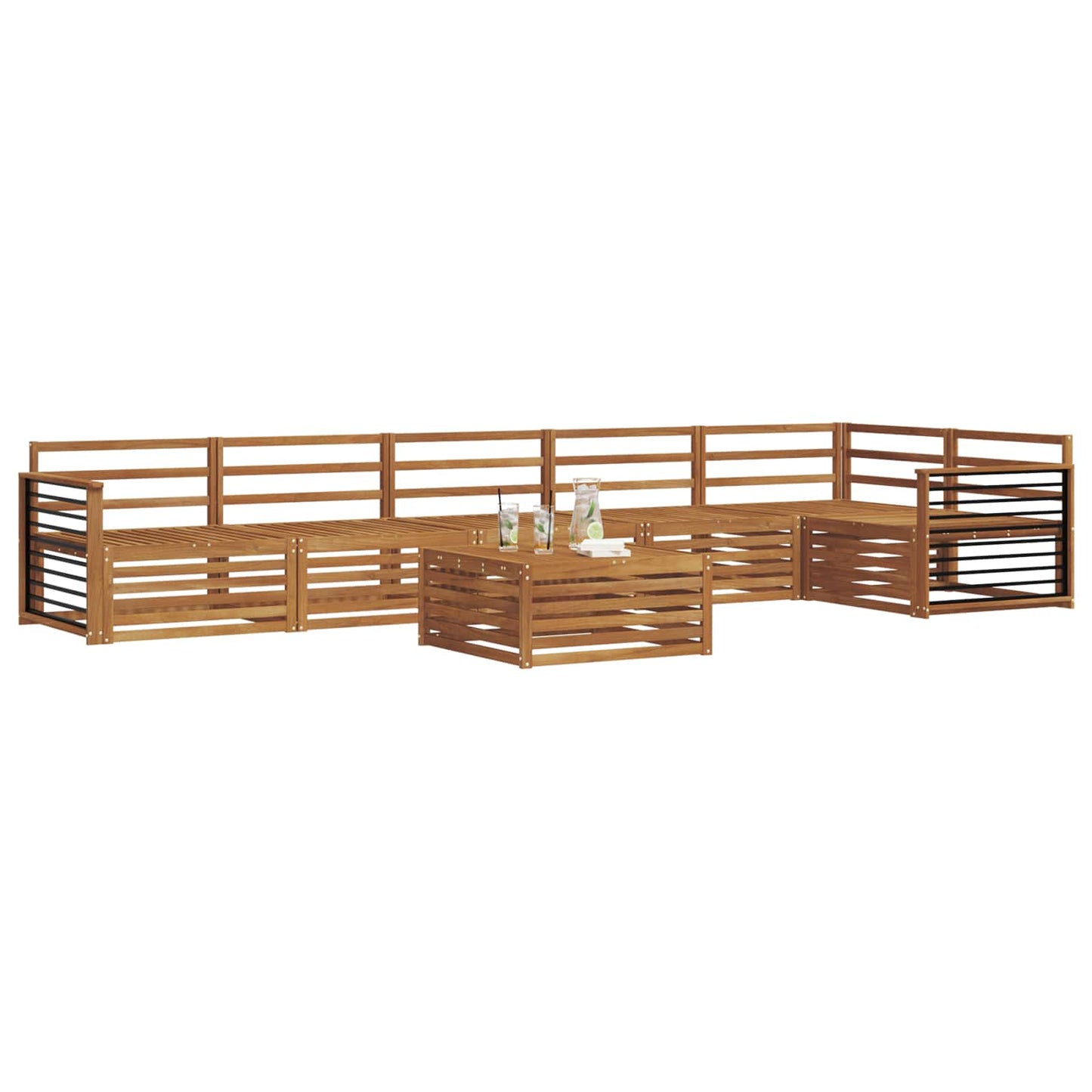 Outdoor Sofa Set 7 pcs Natural Solid Acacia Wood