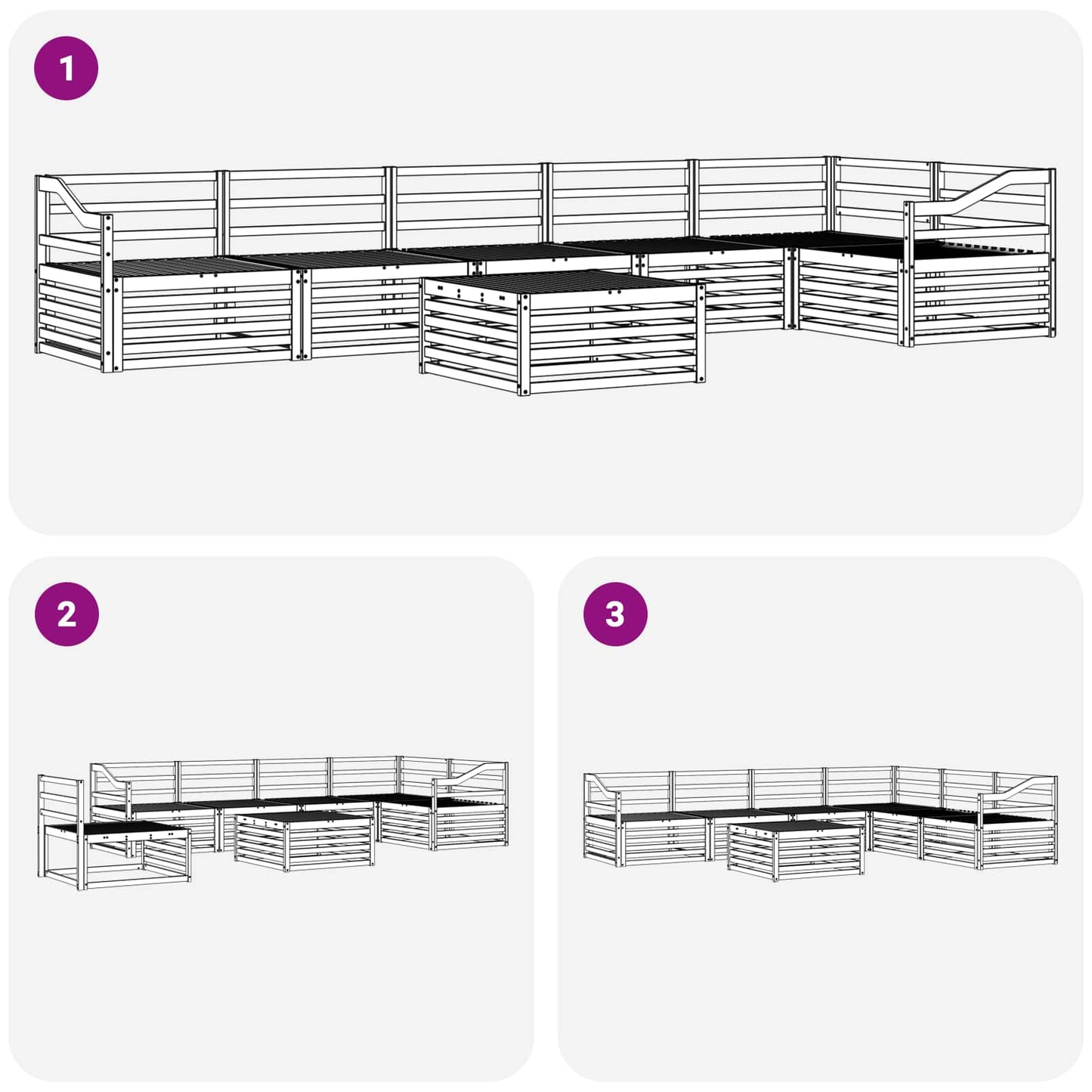 Outdoor Sofa Set 7 pcs Natural