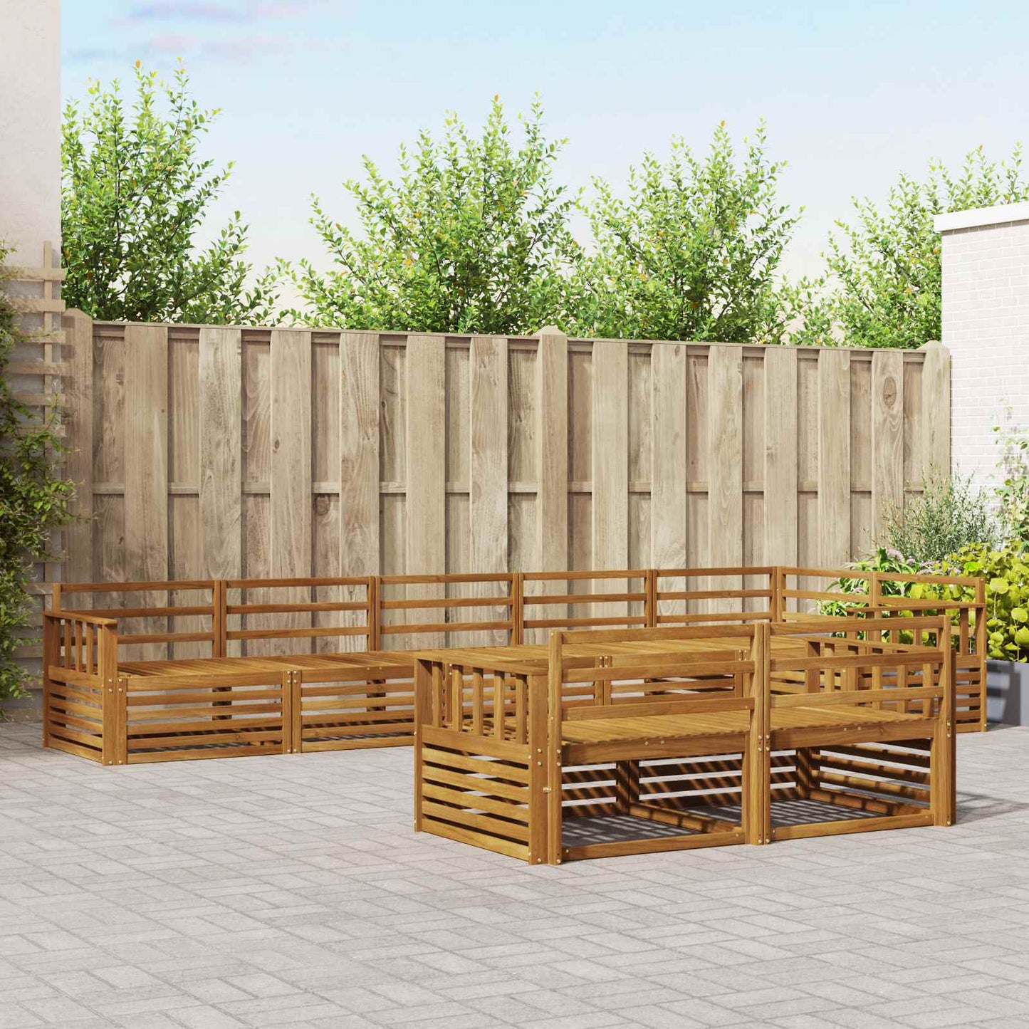 Outdoor Sofa Set 8 pcs Natural Solid Acacia Wood