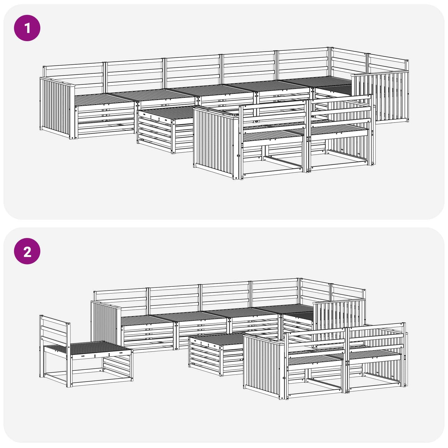 Outdoor Sofa Set 9 pcs Natural Solid Acacia Wood