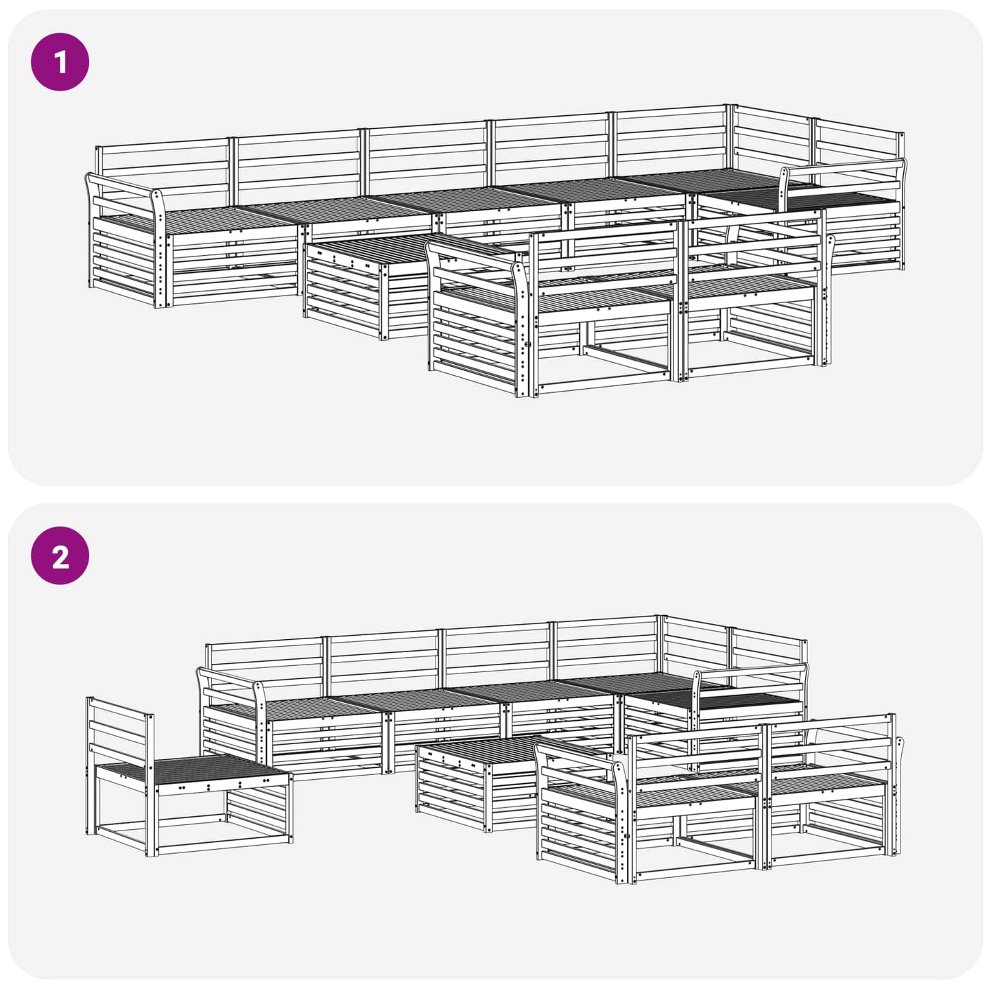 Outdoor Sofa Set 9 pcs Natural Solid Acacia Wood