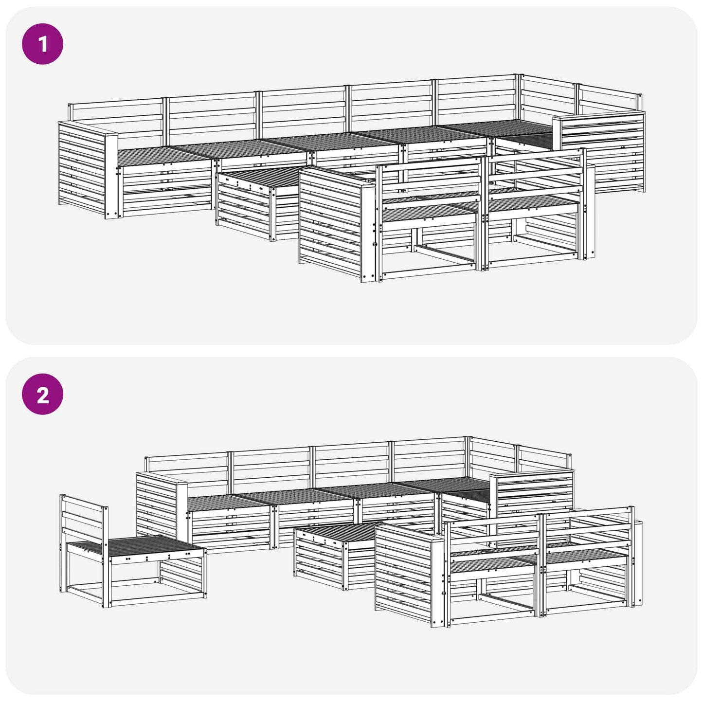 Outdoor Sofa Set 9 pcs Natural Solid Acacia Wood