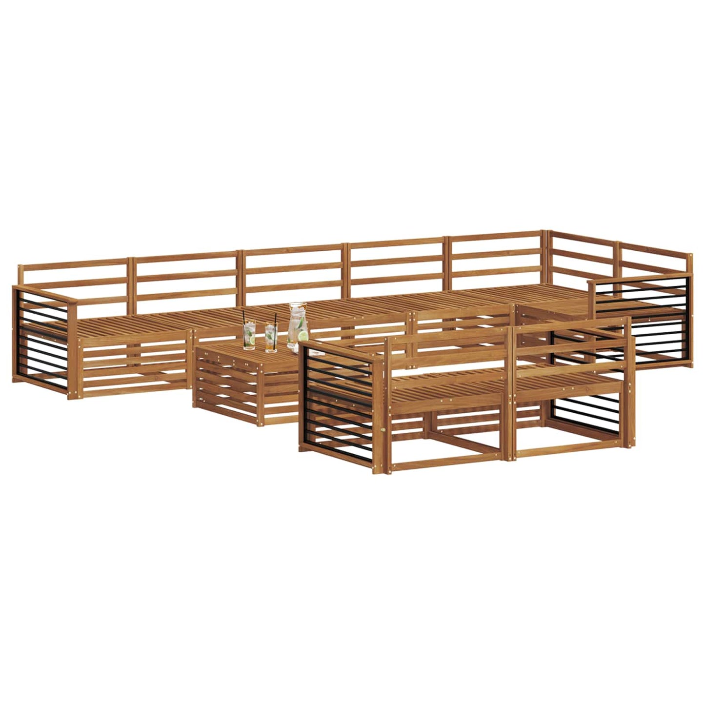 Outdoor Sofa Set 9 pcs Natural Solid Acacia Wood