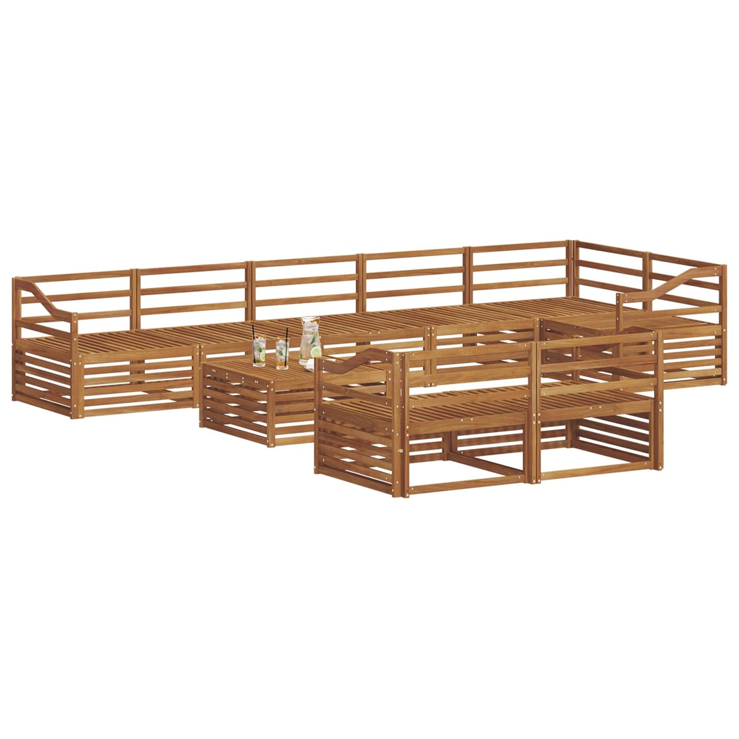 Outdoor Sofa Set 9 pcs Natural Solid Acacia Wood