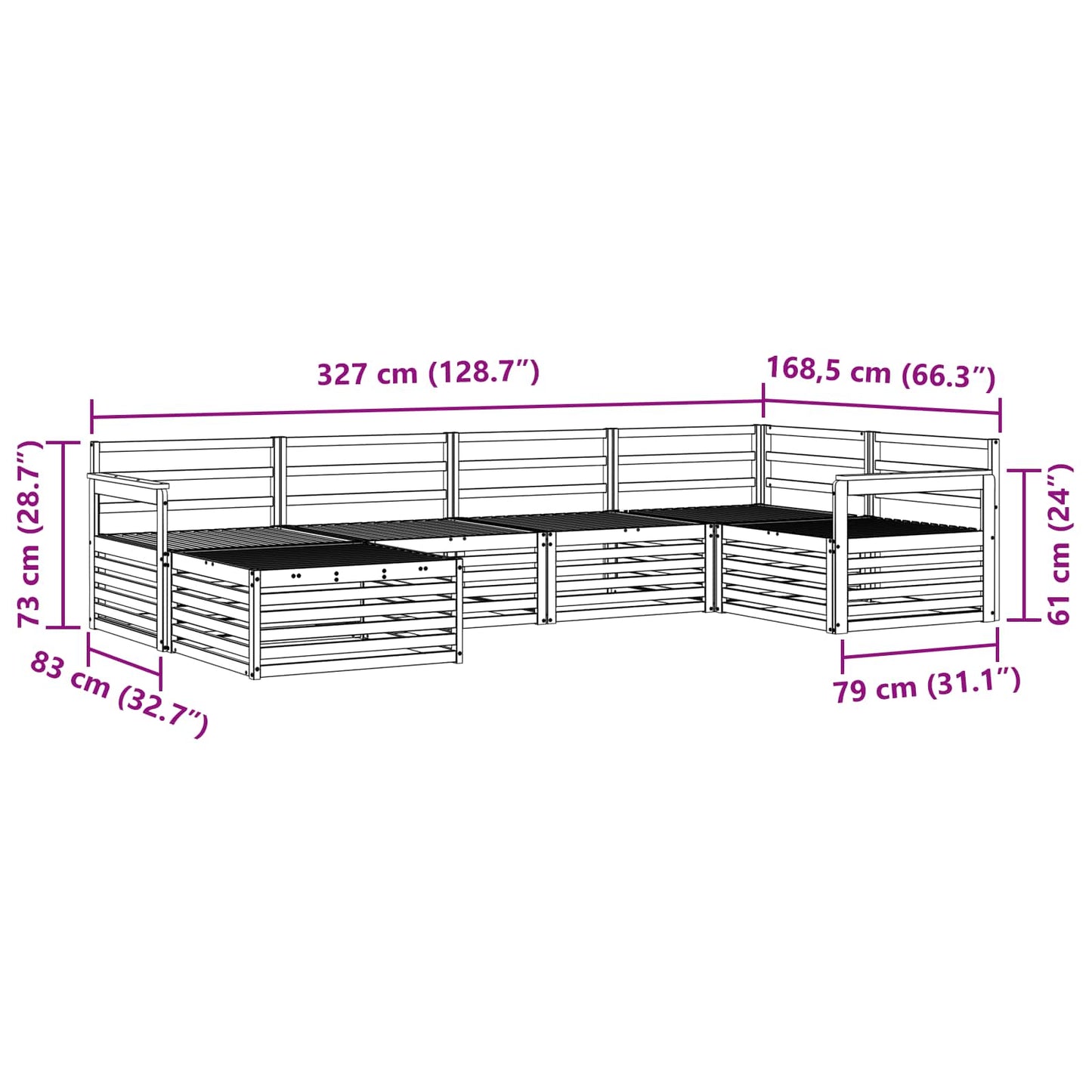 Outdoor Sofa Set 6 pcs Natural