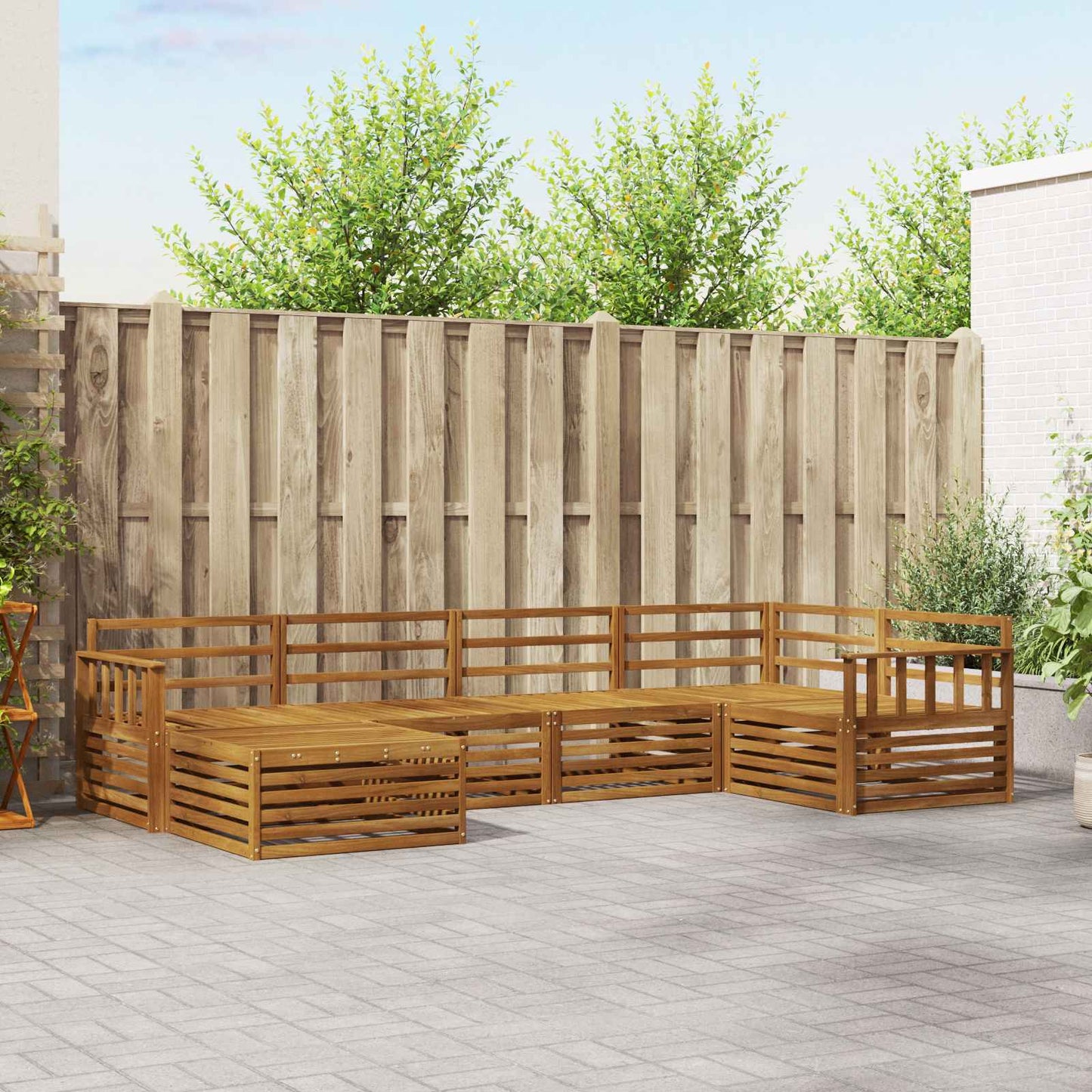 Outdoor Sofa Set 6 pcs Natural Solid Acacia Wood