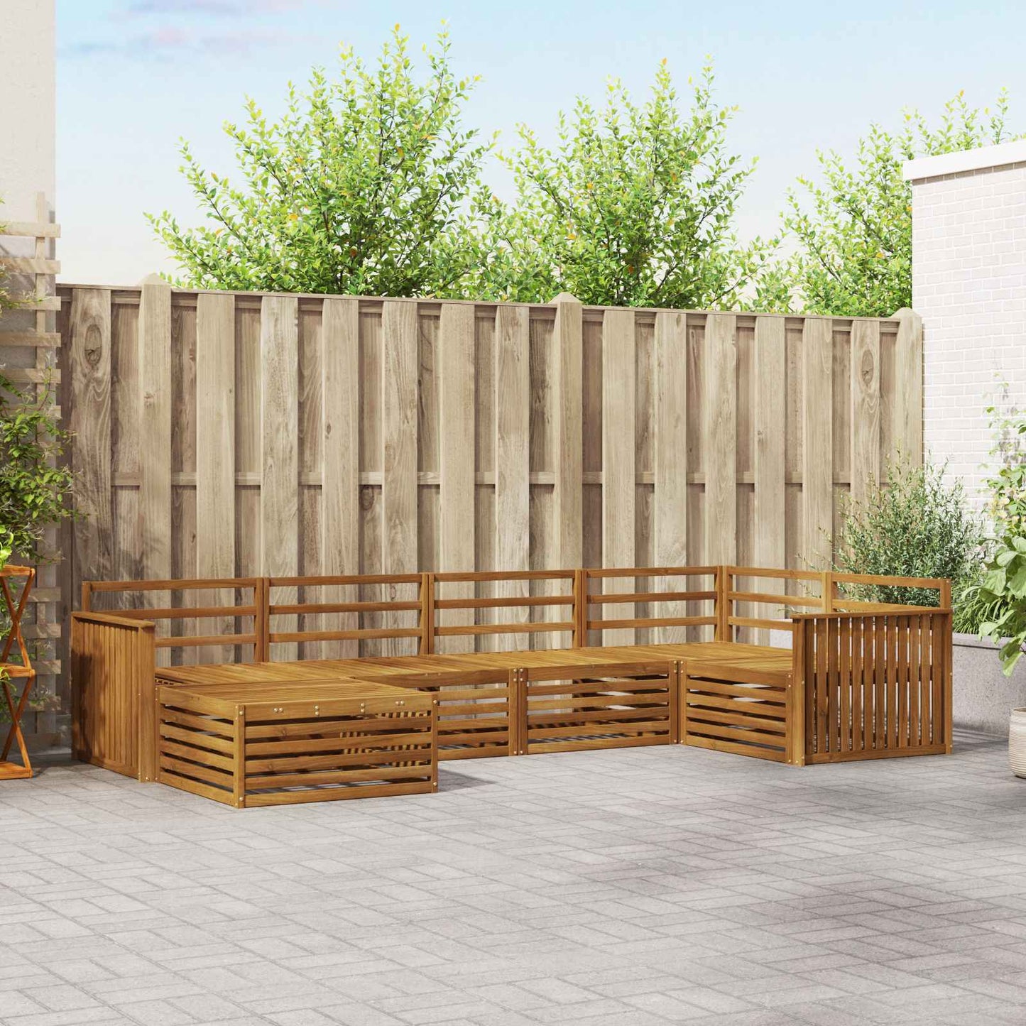 Outdoor Sofa Set 6 pcs Natural Solid Acacia Wood