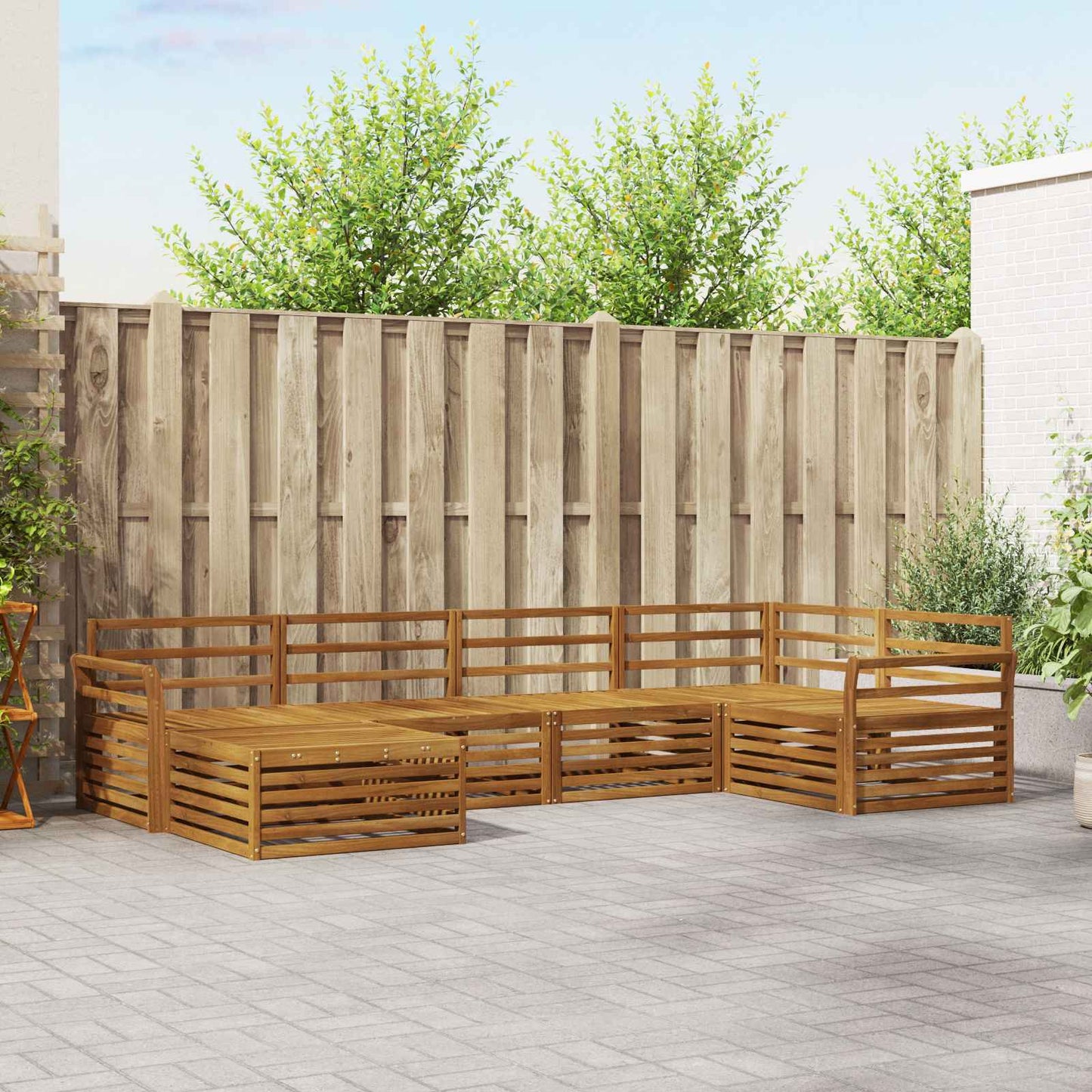 Outdoor Sofa Set 6 pcs Natural Solid Acacia Wood